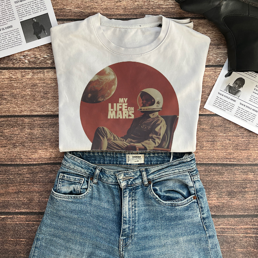 تیشرت نخ پنبه چاپی طرح سیاره مارس کد ۳۳